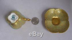 Antique 1891 Coalport Gold Gilt Enamel Dot Mini Demitasse Cup & Saucer