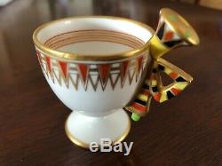 Antique 1900s GINORI Italy Hand Painted Demitasse Cup Saucer Kheveni Egyptomania