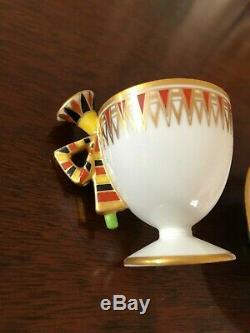 Antique 1900s GINORI Italy Hand Painted Demitasse Cup Saucer Kheveni Egyptomania