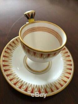 Antique 1900s GINORI Italy Hand Painted Demitasse Cup Saucer Kheveni Egyptomania