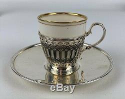 Antique 1909 Sterling Tiffany & Co Demitasse Cups and Saucers Set of 6 Lenox