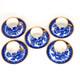Antique 1920's Aynsley Flow Blue Chinoiserie Demitasse Cup & Saucer Set Of 5