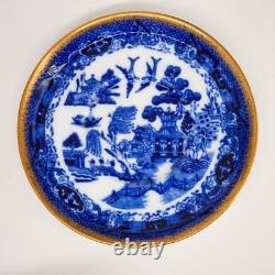 Antique 1920's Aynsley Flow Blue Chinoiserie Demitasse Cup & Saucer Set of 5