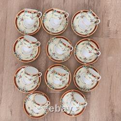 Antique 1920s Royal Worcester Daytona Red Demitasse Cups & Saucers, Set Of 12