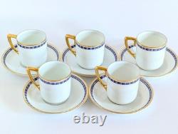 Antique 1924 Rosenthal Germany Demitasse Set Cobalt Gold Empire Pattern 5 Sets