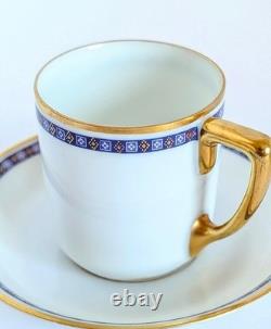 Antique 1924 Rosenthal Germany Demitasse Set Cobalt Gold Empire Pattern 5 Sets