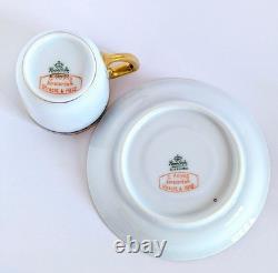 Antique 1924 Rosenthal Germany Demitasse Set Cobalt Gold Empire Pattern 5 Sets