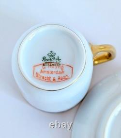 Antique 1924 Rosenthal Germany Demitasse Set Cobalt Gold Empire Pattern 5 Sets