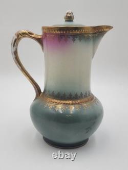 Antique 19th C C. S. Prussia Handpainted Demitasse Set 6 Cups Saucers Coffee Pot