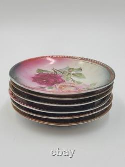 Antique 19th C C. S. Prussia Handpainted Demitasse Set 6 Cups Saucers Coffee Pot