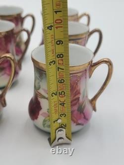 Antique 19th C C. S. Prussia Handpainted Demitasse Set 6 Cups Saucers Coffee Pot