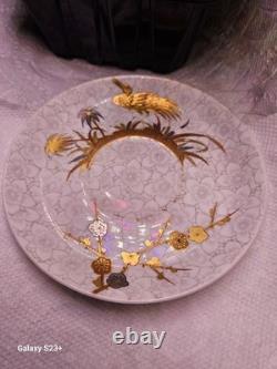 Antique 19th C. Royal Worcester Demitasse Cup/Saucer, Aesthetic, Nesting Cranes