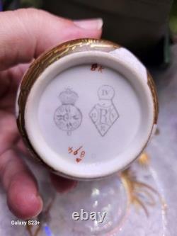 Antique 19th C. Royal Worcester Demitasse Cup/Saucer, Aesthetic, Nesting Cranes