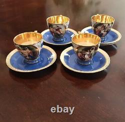 Antique 19th Century Royal Vienna Demitasse Cups And Saucers