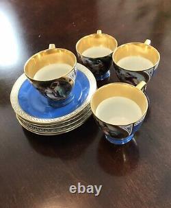 Antique 19th Century Royal Vienna Demitasse Cups And Saucers