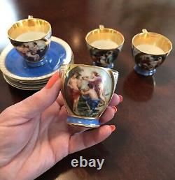 Antique 19th Century Royal Vienna Demitasse Cups And Saucers