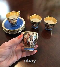 Antique 19th Century Royal Vienna Demitasse Cups And Saucers