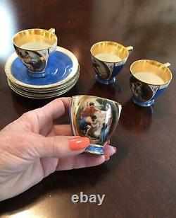 Antique 19th Century Royal Vienna Demitasse Cups And Saucers