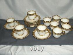 Antique 20 Pc Set Jean Pouyat Limoges 10 Demitasse Cups/Saucers gold design NICE