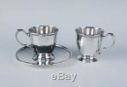 Antique 3pc Tiffany & Co Makers Sterling Silver Espresso Demitasse Cups & Saucer