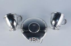 Antique 3pc Tiffany & Co Makers Sterling Silver Espresso Demitasse Cups & Saucer