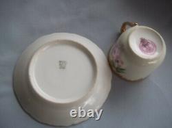 Antique A. K. Limoges Demitasse Eggshell Porcelain Cup & Saucer Fancy Gold Trim