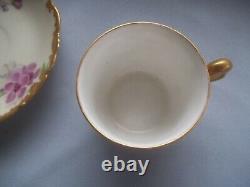 Antique A. K. Limoges Demitasse Eggshell Porcelain Cup & Saucer Fancy Gold Trim