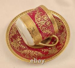 Antique Ahrenfeldt Limoges Demitasse Cup & Saucer, Richly Gilded