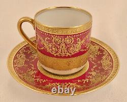 Antique Ahrenfeldt Limoges Demitasse Cup & Saucer, Richly Gilded