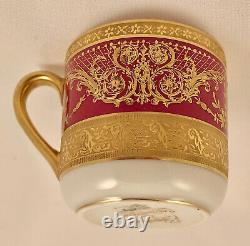 Antique Ahrenfeldt Limoges Demitasse Cup & Saucer, Richly Gilded