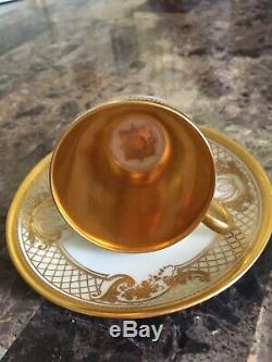 Antique Ambrosius Lamm Demitasse Scenic And Gold Demitasse Cup And Saucer