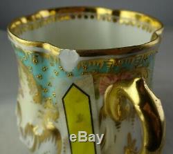 Antique Ambrosius Lamm Dresden Porcelain Demitasse Cup & Saucer Heavy Gold Blue