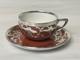 Antique Art Deco Rosenthal Silver Overlay Red Cup/ Saucer Demitasse 1 1/2 Selb