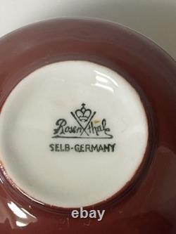 Antique Art Deco Rosenthal Silver Overlay Red Cup/ Saucer Demitasse 1 1/2 Selb