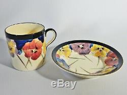 Antique Art Deco Royal Doulton Pansy D4049 Coffee Demitasse Duo Cup Saucer Dish