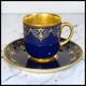 Antique Augarten Vienna Austria Demitasse Cup Saucer Set Cobalt Gold 5404 1930s