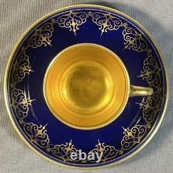 Antique Augarten Vienna Austria Demitasse Cup Saucer Set Cobalt Gold 5404 1930s