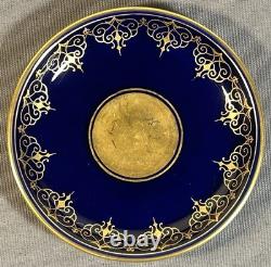 Antique Augarten Vienna Austria Demitasse Cup Saucer Set Cobalt Gold 5404 1930s