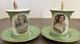 Antique Austrian Portrait Demitasse Cups Saucers Higgins Seiter Green Gold
