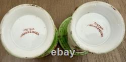 Antique Austrian Portrait Demitasse Cups Saucers Higgins Seiter Green Gold