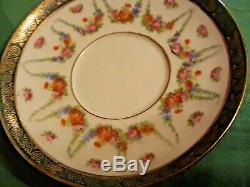 Antique Austrian porcelain Demitasse cup and saucer Footed c 19th Stunning