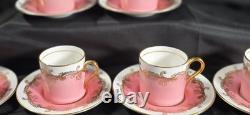 Antique Aynsley 5 Demitasse Cups & Saucers Sets Pompadour Pink C1728 c1891