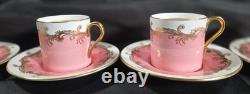 Antique Aynsley 5 Demitasse Cups & Saucers Sets Pompadour Pink C1728 c1891