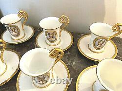 Antique Bavarian Rosenthal Demitasse Chocolate Set of 6 Art Nouveau 1900's RARE