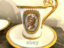 Antique Bavarian Rosenthal Demitasse Chocolate Set of 6 Art Nouveau 1900's RARE