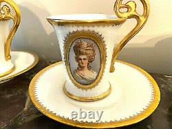 Antique Bavarian Rosenthal Demitasse Chocolate Set of 6 Art Nouveau 1900's RARE