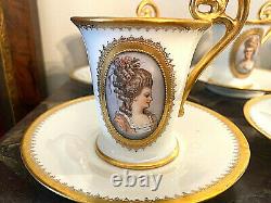 Antique Bavarian Rosenthal Demitasse Chocolate Set of 6 Art Nouveau 1900's RARE