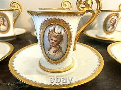 Antique Bavarian Rosenthal Demitasse Chocolate Set of 6 Art Nouveau 1900's RARE