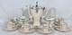 Antique Belleek Lenox Silver Overlay Coffee Pot Set + 6 Demitasse Cups & Saucers