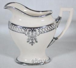 Antique Belleek Lenox Silver Overlay Coffee Pot Set + 6 Demitasse Cups & Saucers
